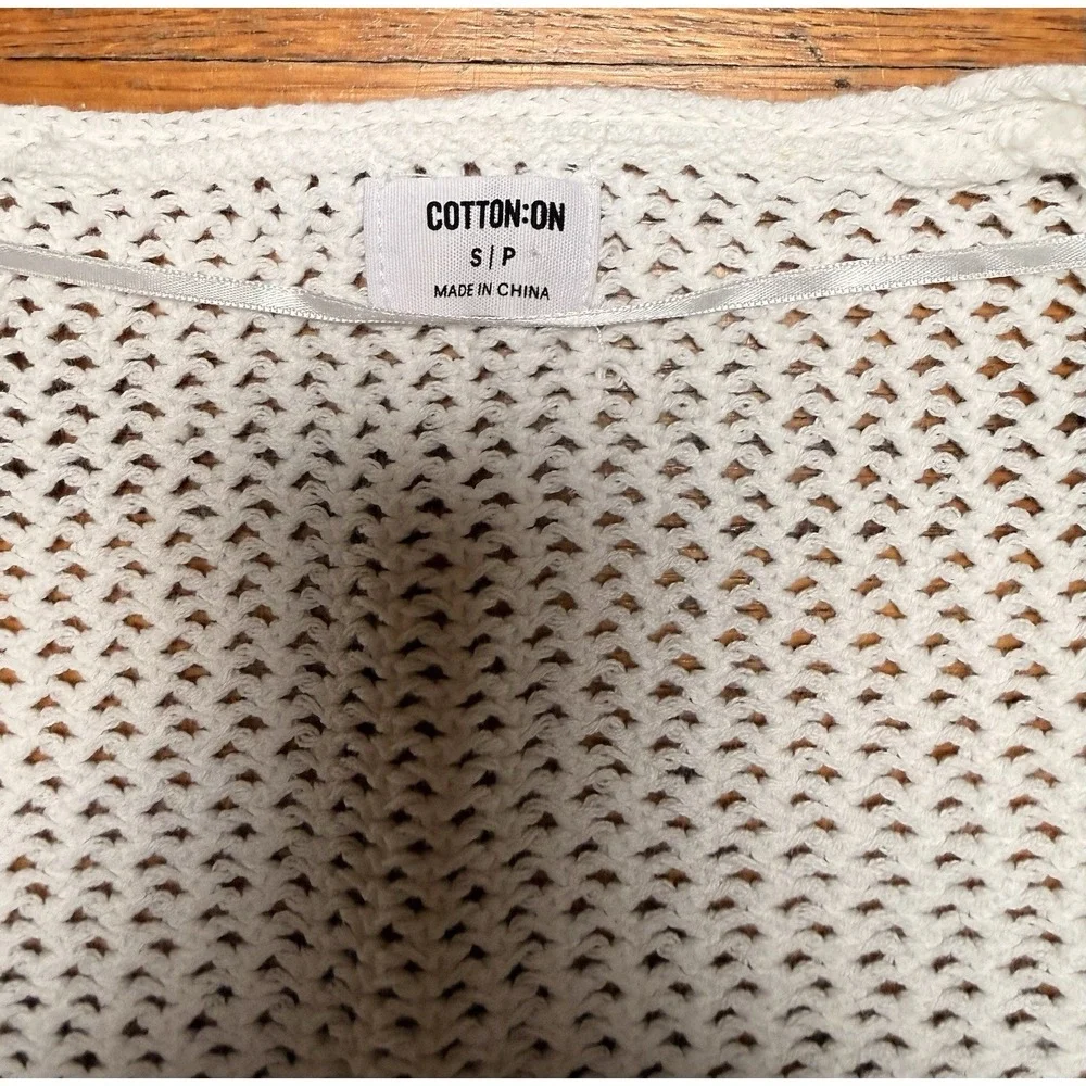 Cotton-On Sweater Cover Up Cardigan Woman's Med White Long Sleeve